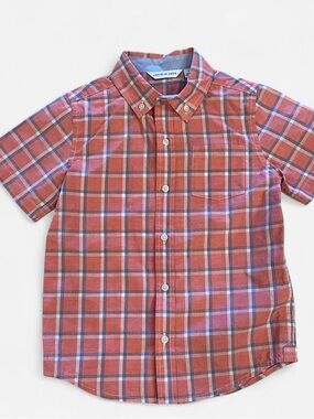 Janie and Jack Pink and Blue Plaid Short Sleeve Button-Down Shirt
